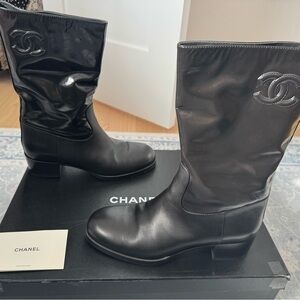 CHANEL Black Heeled Boots